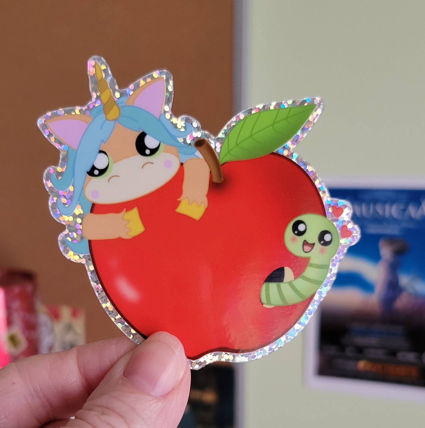 Stufficorn Apple Sticker (Glitter)
