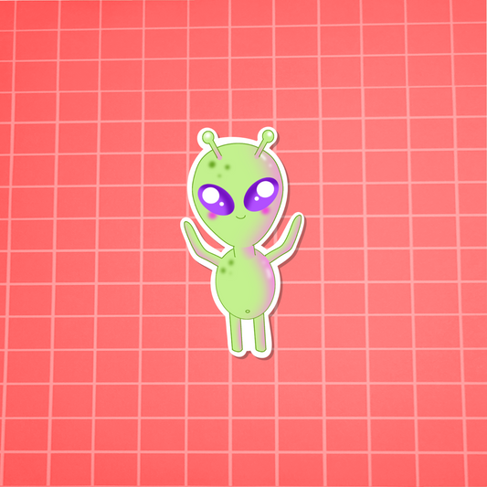 Kawaii Alien Sticker *holographic and glow in the dark*