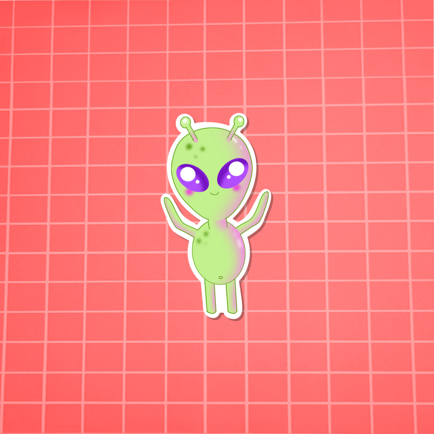 Kawaii Alien Sticker *holographic and glow in the dark*