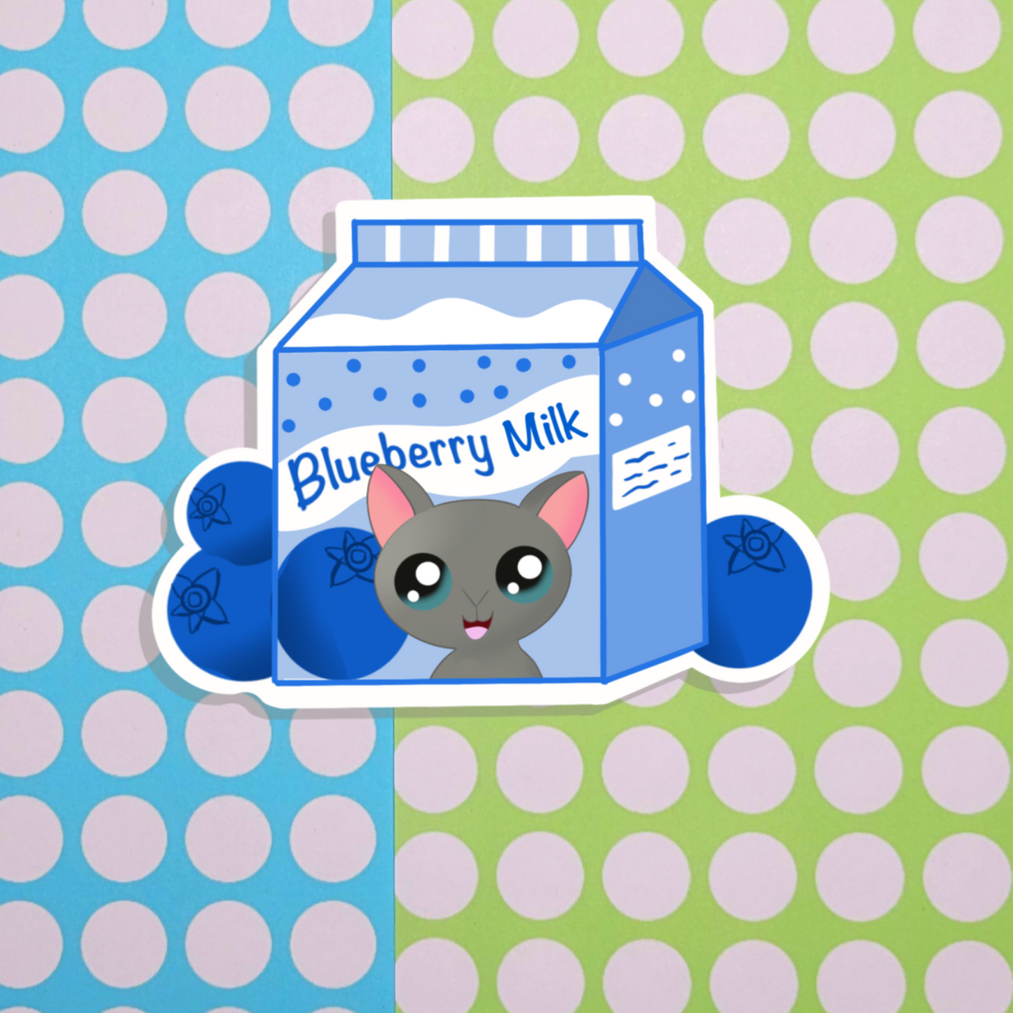 Blueberry Milk Grey the Cat Sticker