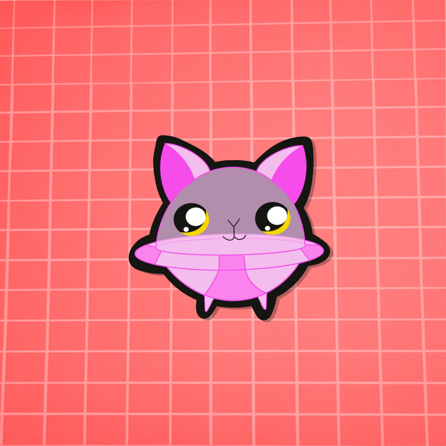 Cat UFO Sticker *Holographic and glow in the dark*