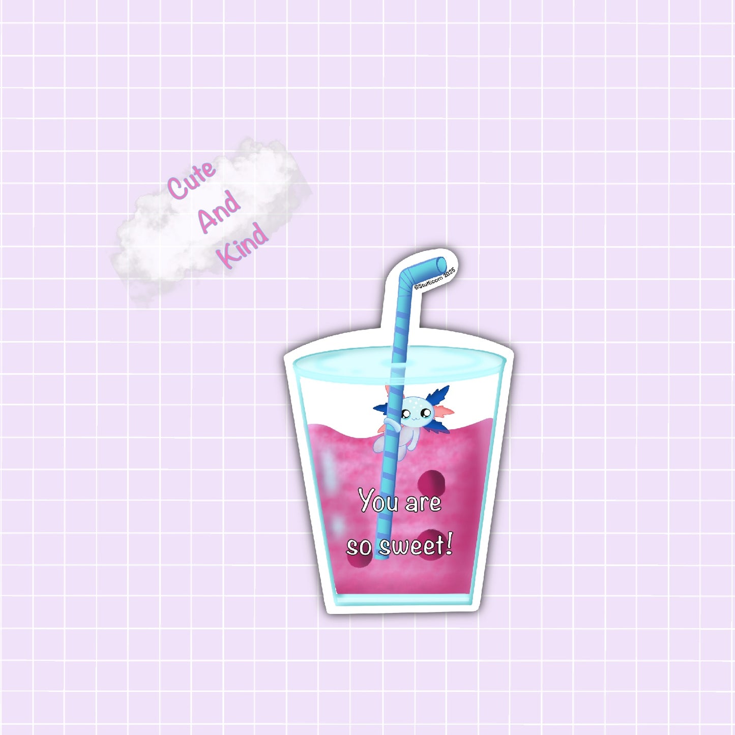 Cute and Kind-Axolotl Boba Sweet Sticker