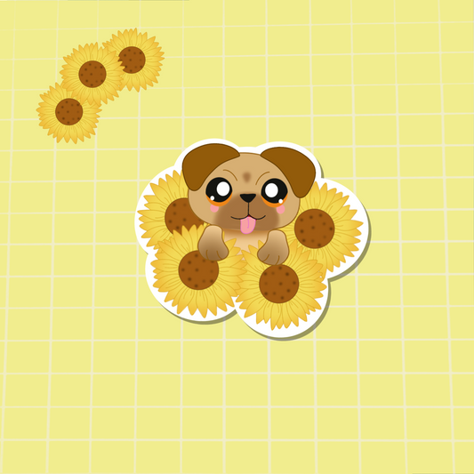Doggy Sunflower Sticker