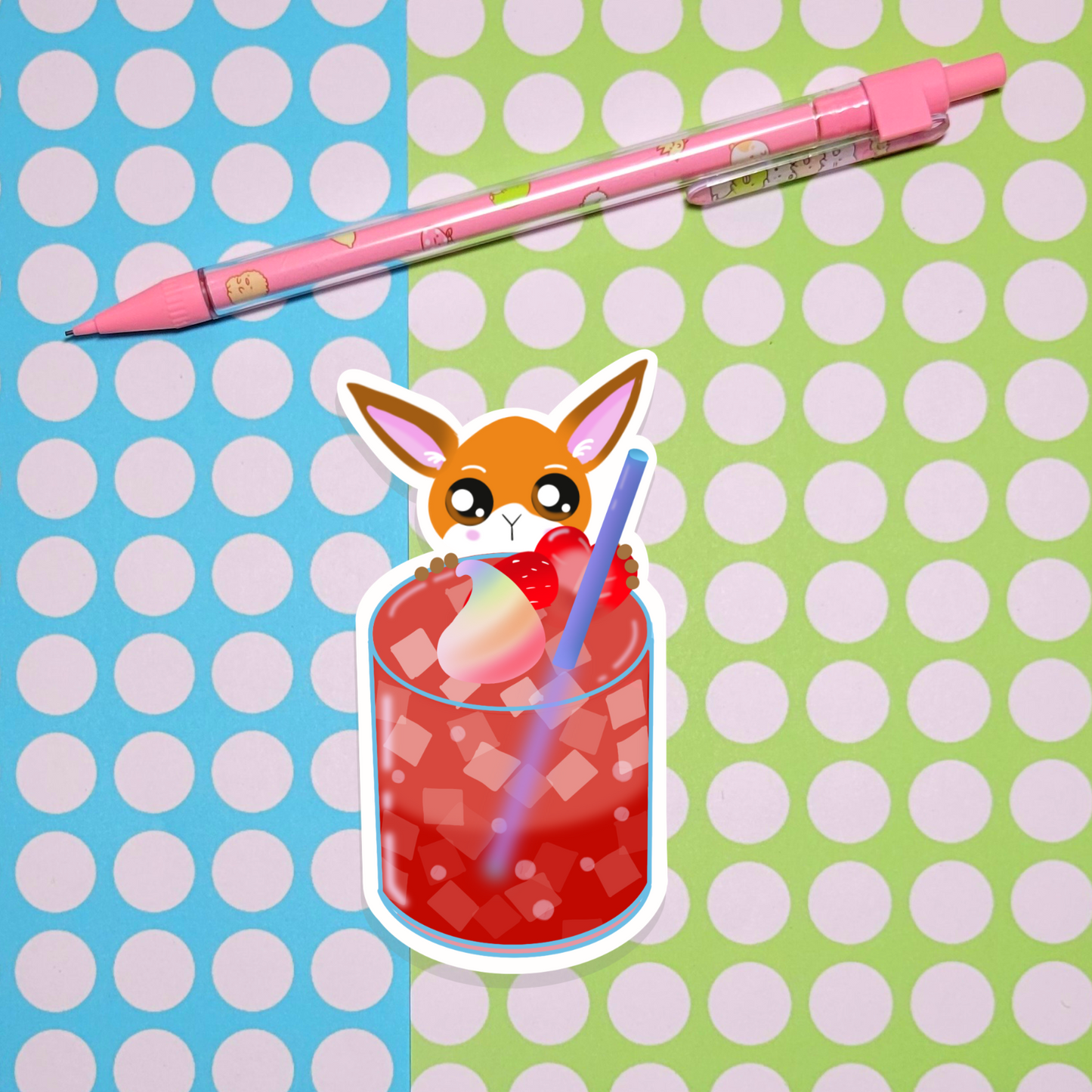 Jo the Fox with Fruity Beverage Sticker