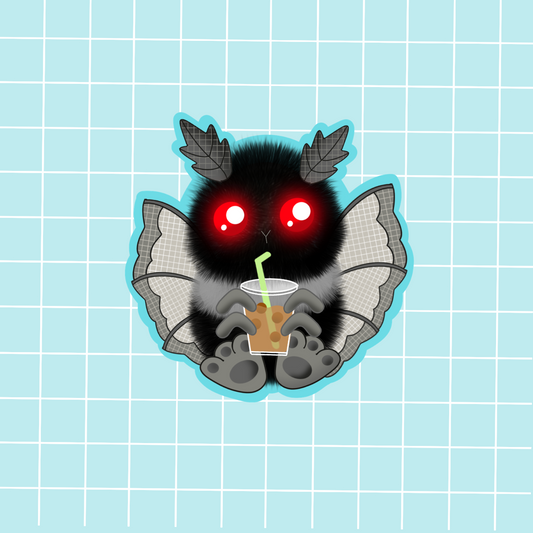 Mothman With  Boba Tea Sticker