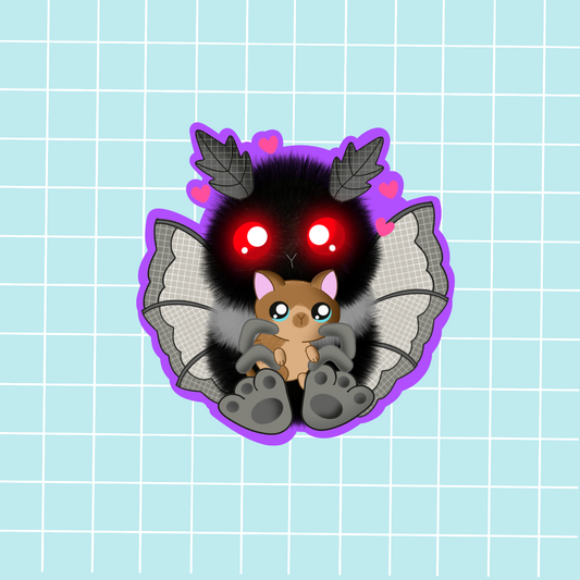 Mothman and Kitten Sticker