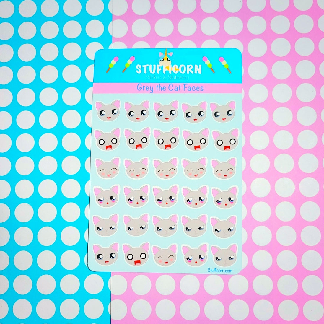 Grey the Cat Face Stickers