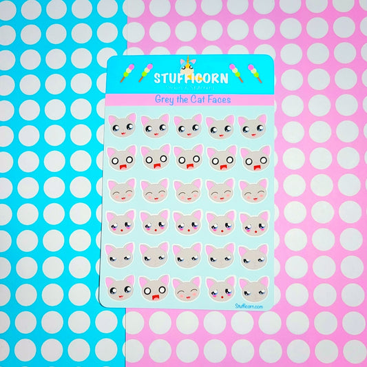 Grey the Cat Face Stickers