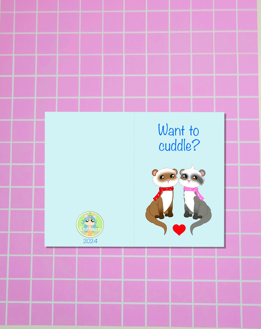 Cuddle Ferrets Card