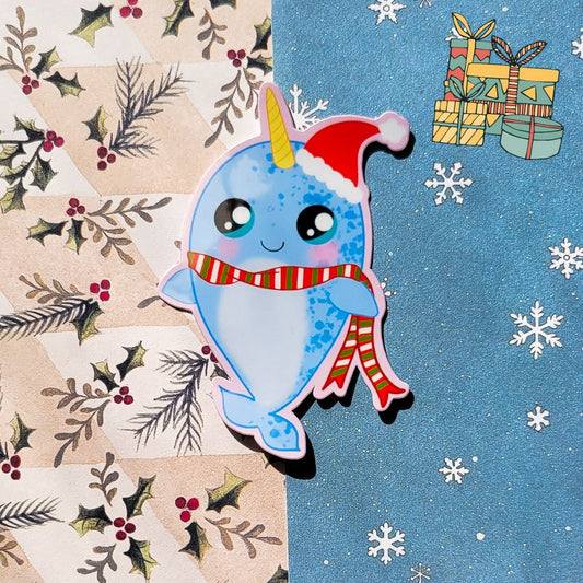 Holiday Narwhal Sticker