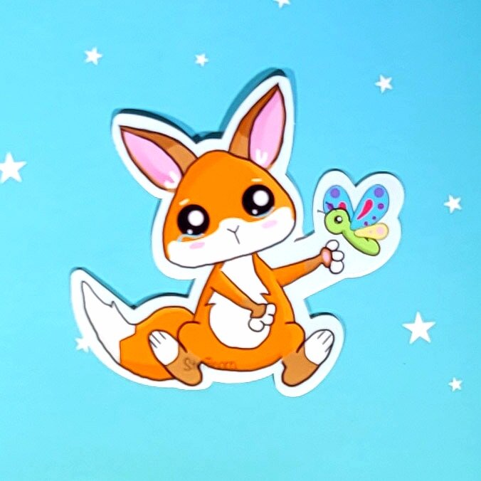 Jo the Fox With Butterfly Sticker